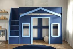 Flair Nixon Playhouse High Sleeper Bed with Spacious Storage & Play Area - Navy Blue - thumbnail 1