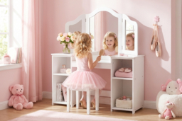 Kids Dressing Table with Removable Mirror & Storage Shelves - thumbnail 6
