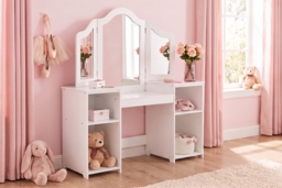 Kids Dressing Table with Removable Mirror & Storage Shelves