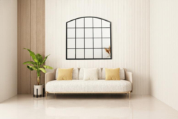 Black Industrial Arch Wall Mirror with Metal Frame - thumbnail 7