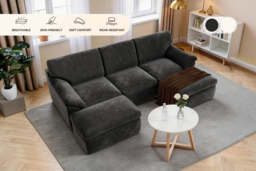 Spacious 5-Seater U-Shaped Modular Cloud Sofa with Deep Cushions - thumbnail 6