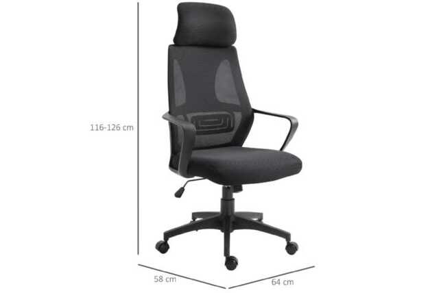 Vinsetto Ergonomic Mesh Office Chair - Adjustable Height Black Desk Chair - image 1