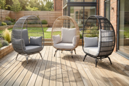 Rattan Egg Chair with Cushions for Indoor or Outdoor Relaxation - thumbnail 1