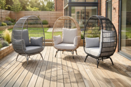Rattan Egg Chair with Cushions for Indoor or Outdoor Relaxation - thumbnail 5
