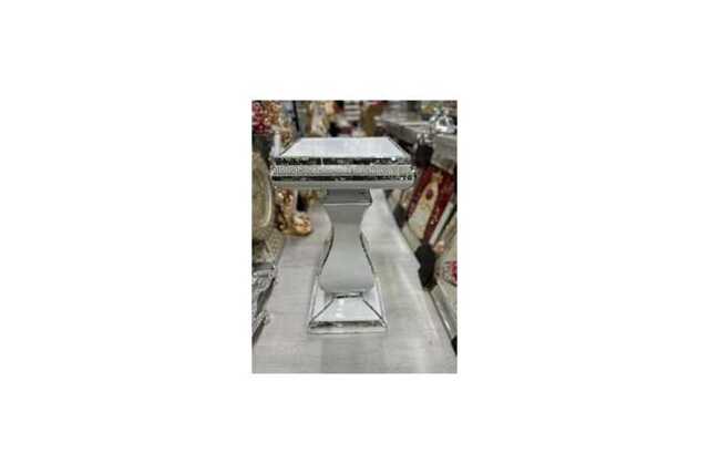 Large Mirrored Crystal End Table - Contemporary Italian Glass Side Table, Sparkly Living Room Furniture, 40x60cm - image 1