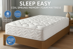 Sleep Easy Coil Sprung Memory Foam Hybrid Mattress - 6 Sizes, Hypoallergenic, 20cm Depth - thumbnail 5