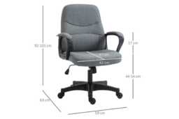 Vinsetto Ergonomic Massager Deluxe Office Chair - Grey Linen, Adjustable Height, Lumbar Massage