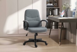 Vinsetto Ergonomic Massager Deluxe Office Chair - Grey Linen, Adjustable Height, Lumbar Massage - thumbnail 2