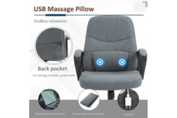Vinsetto Ergonomic Massager Deluxe Office Chair - Grey Linen, Adjustable Height, Lumbar Massage - thumbnail 7