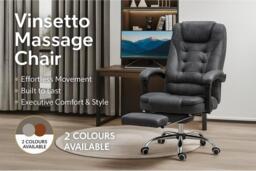 Vinsetto Microfibre Reclining Massage Sofa Chair - Heated, Modern 1-Seater Recliner - thumbnail 2