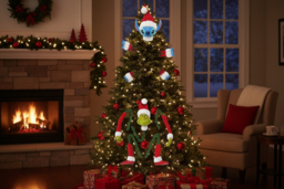 5Pcs Funny Christmas Tree Baubles Set - Flexible Branch Ornaments, Mix & Match Sizes, Quirky Festive Characters - thumbnail 6
