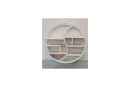 60cm Metal & Wood Round Wall Shelf - Modern Decorative Storage Rack, Wall Art Display, Large Floating Shelves - thumbnail 7