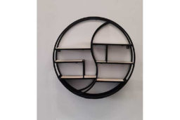 60cm Metal & Wood Round Wall Shelf - Modern Decorative Storage Rack, Wall Art Display, Large Floating Shelves - thumbnail 5