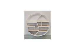 60cm Metal & Wood Round Wall Shelf - Modern Decorative Storage Rack, Wall Art Display, Large Floating Shelves - thumbnail 3