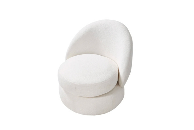 Chic Upholstered Swivel Chair - White Fleece Design - image 1