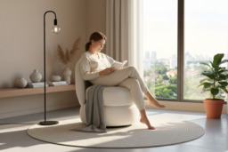 Chic Upholstered Swivel Chair - White Fleece Design - thumbnail 4