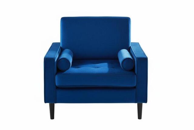 Mid-Century Single Sofa Armchair - Sleek Comfort and Style in Blue - image 1