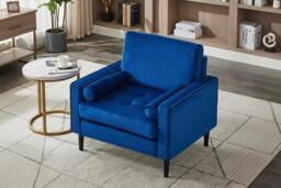 Mid-Century Single Sofa Armchair - Sleek Comfort and Style in Blue - thumbnail 4