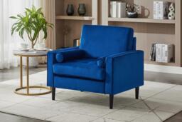 Mid-Century Single Sofa Armchair - Sleek Comfort and Style in Blue - thumbnail 3
