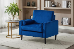 Mid-Century Single Sofa Armchair - Sleek Comfort and Style in Blue - thumbnail 7