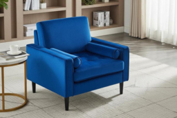 Mid-Century Single Sofa Armchair - Sleek Comfort and Style in Blue - thumbnail 6
