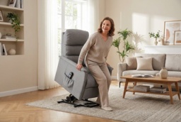 Grey PU Leather Electric Recliner Armchair with Ergonomic Support & Phone Holder - Adjustable Riser Chair - thumbnail 2