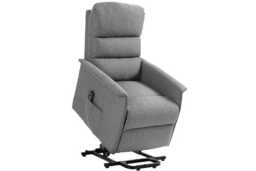 Grey PU Leather Electric Recliner Armchair with Ergonomic Support & Phone Holder - Adjustable Riser Chair
