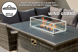 CLEARANCE! Rattan 9-Seater Outdoor Sofa Dining Set with Fire Pit - Weatherproof Polyrattan - thumbnail 8