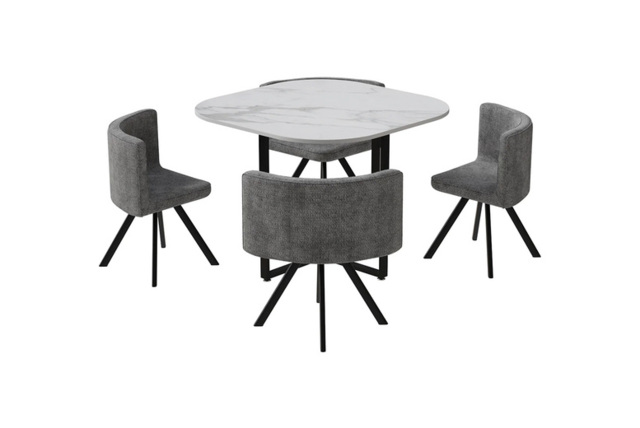 Marble-Effect Dining Table Set with 4 Chairs - image 1