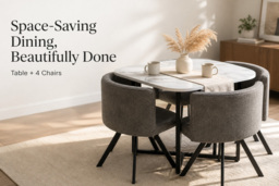 Marble-Effect Dining Table Set with 4 Chairs - thumbnail 3