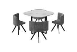 Marble-Effect Dining Table Set with 4 Chairs