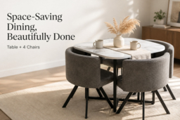 Marble-Effect Dining Table Set with 4 Chairs - thumbnail 7