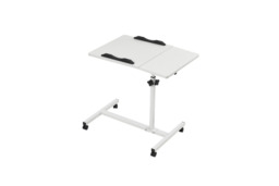 Height Adjustable Overbed Table Computer Desk with Wheels and Dual Panels - thumbnail 1