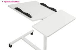 Height Adjustable Overbed Table Computer Desk with Wheels and Dual Panels - thumbnail 8