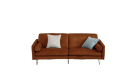 PRICE DROP! Alessia Velvet Sofa Bed in Orange, Green, or Mustard with Bolster Cushions - thumbnail 4