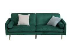 PRICE DROP! Alessia Velvet Sofa Bed in Orange, Green, or Mustard with Bolster Cushions - thumbnail 7