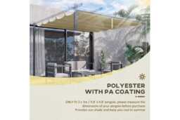 3x3m Weather-Resistant Polyester Pergola Canopy Replacement - Retractable Roof Cover for Outsunny Garden Gazebos - thumbnail 4