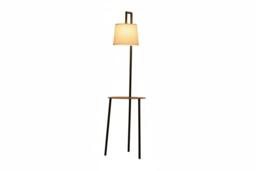 2-in-1 Nordic Metal Tray Table with Linen Floor Lamp