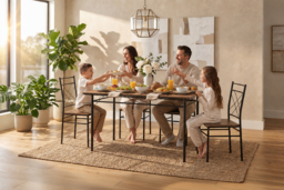Oak & Black Dining Table Set with 4 Chairs - thumbnail 2