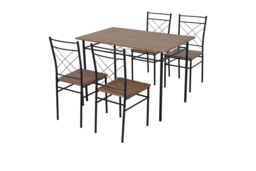 Oak & Black Dining Table Set with 4 Chairs - thumbnail 1