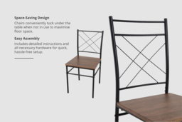 Oak & Black Dining Table Set with 4 Chairs - thumbnail 8