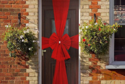 Large Red Christmas Door Bow - Festive Outdoor & Indoor Decoration, Durable Fabric, 60x80cm - thumbnail 3