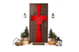 Large Red Christmas Door Bow - Festive Outdoor & Indoor Decoration, Durable Fabric, 60x80cm - thumbnail 5