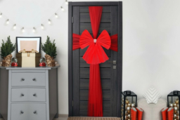 Large Red Christmas Door Bow - Festive Outdoor & Indoor Decoration, Durable Fabric, 60x80cm - thumbnail 6