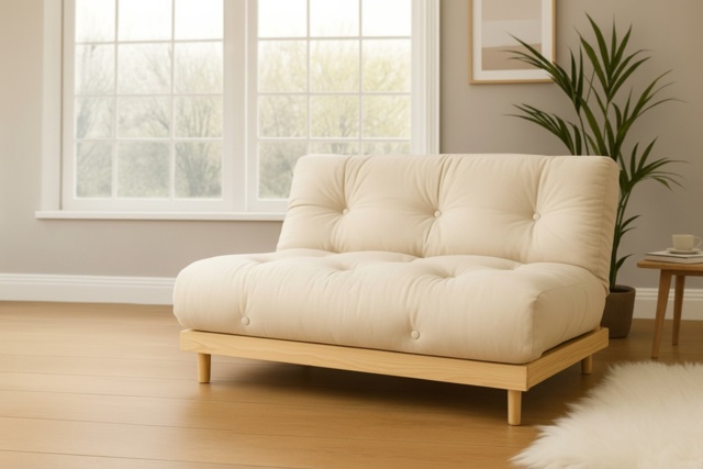 PRICE DROP! Luxury Deep-Filled Fabric Sofa Bed - Modern Pine Frame Futon, Space-Saving Convertible, Multiple Sizes & Colours - image 1
