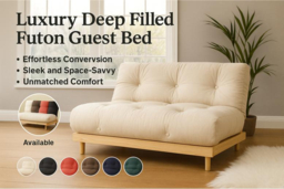 PRICE DROP! Luxury Deep-Filled Fabric Sofa Bed - Modern Pine Frame Futon, Space-Saving Convertible, Multiple Sizes & Colours - thumbnail 6