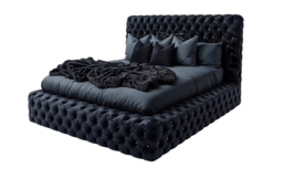 Elegant Black Crushed Velvet Bed Frame with Diamante Headboard - thumbnail 7