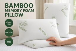 Bamboo Memory Foam Pillow - Orthopaedic Support, Anti-Bacterial, Standard Size - thumbnail 2