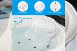 4D Ergonomic Mesh Bath Pillow - Quick-Dry, Breathable Support for Neck & Back - White or Grey - thumbnail 4