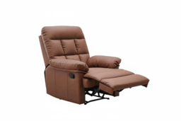 Plush Brown Faux Leather Recliner Armchair with Tufted Back and Wide Arms - thumbnail 5